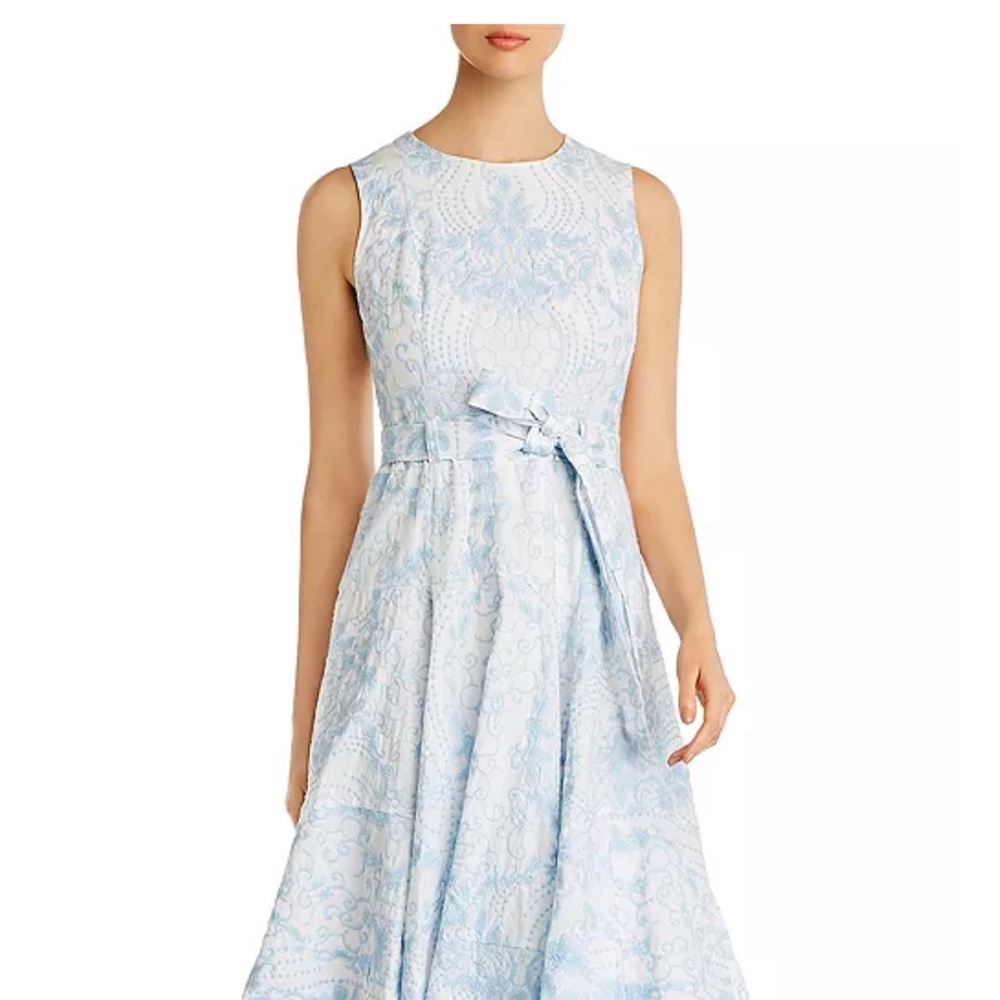 Calvin Klein Light Blue Patterned Midi Dress